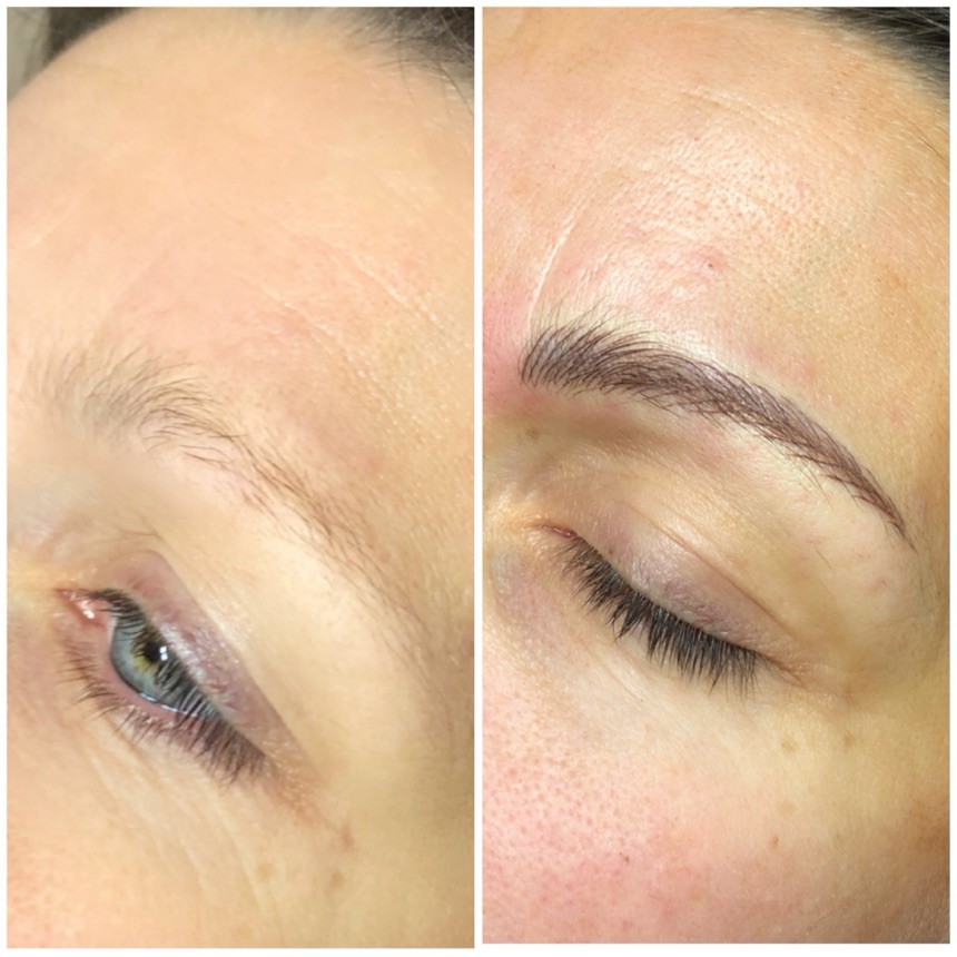 Før og efter — powder brows, permanent makeup af bryn hos DARVILLE